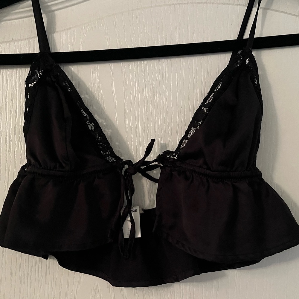 Black Garage Silk Crop Top